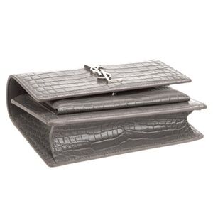Crocodile Embossed Clutch in Gray